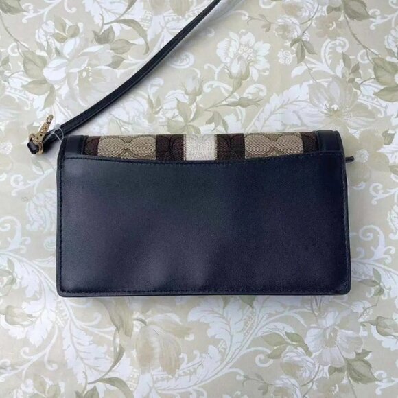 COACH C5884 WOMEN'S FOLDOVER CROSSBODY CLUTCH IN KHAKI BLACK MULTI - Picture 2 of 5